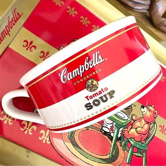 Vintage 1998 CAMPBELL'S Soup Metal Tray Doll & Teddy Bear Lunch With Mug - Picture 6 of 7